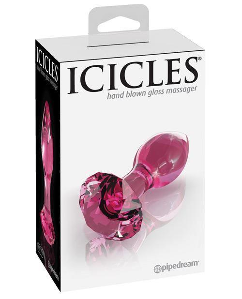 product image, Icicles No. 79 Hand Blown Glass Diamond Butt Plug - Pink - SEXYEONE 