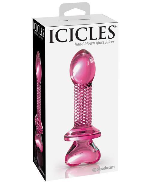product image, Icicles No. 82 Hand Blown Glass Butt Plug - Ribbed-pink - SEXYEONE 