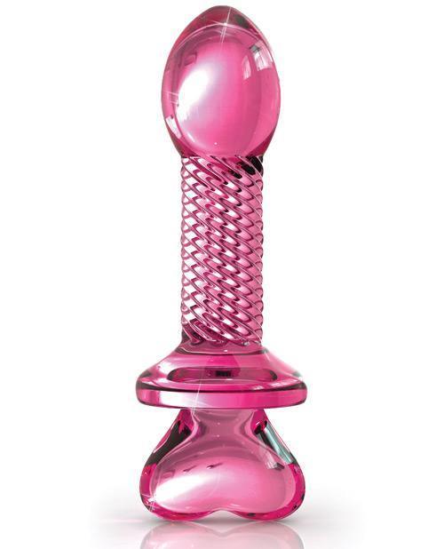 image of product,Icicles No. 82 Hand Blown Glass Butt Plug - Ribbed-pink - SEXYEONE 