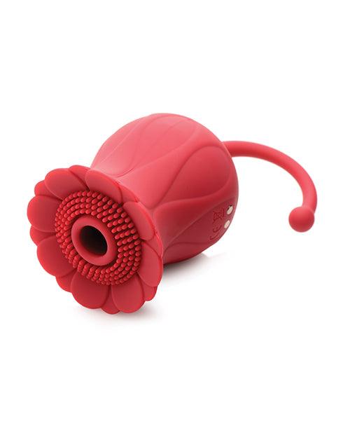 image of product,Inmi Bloomgasm Royalty Rose Textured Suction Clit Stimulator - Red - SEXYEONE
