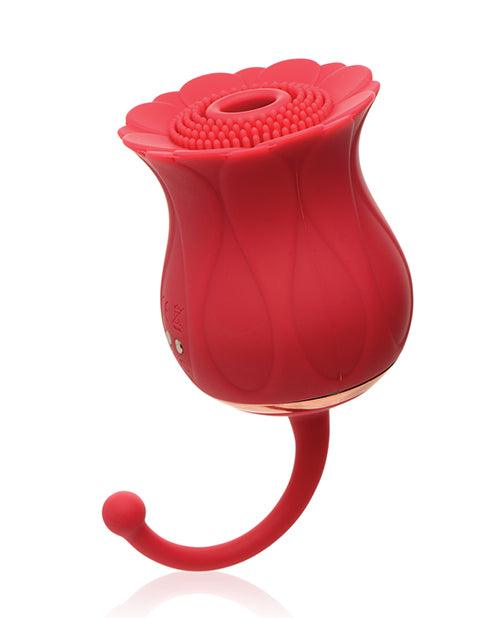 image of product,Inmi Bloomgasm Royalty Rose Textured Suction Clit Stimulator - Red - SEXYEONE