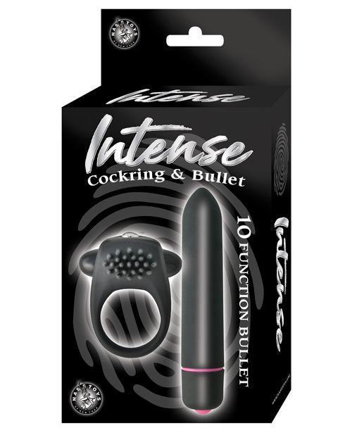 product image, Intense Cockring & Bullet - Black - SEXYEONE 