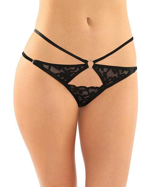 image of product,Jasmine Strappy Lace Thong W/front Keyhole Cut Out - SEXYEONE