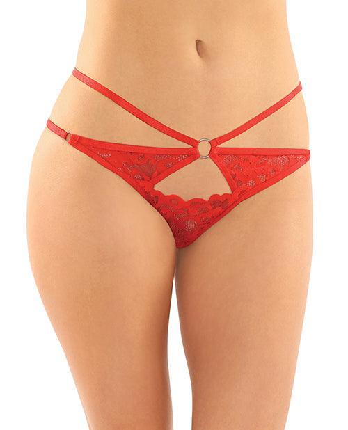 image of product,Jasmine Strappy Lace Thong W/front Keyhole Cut Out - SEXYEONE