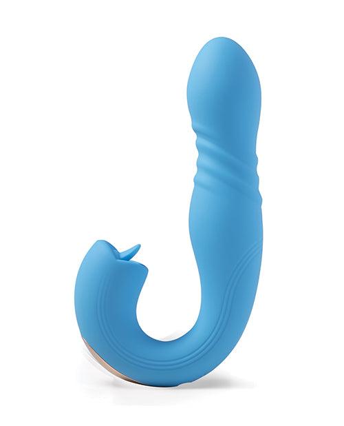 product image, Joi App Controlled Thrusting G-spot Vibrator & Clit Licker - Blue - SEXYEONE