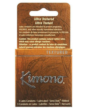 Kimono Textured Ribbed+sensi Dots Condom - Box Of 3 - SEXYEONE
