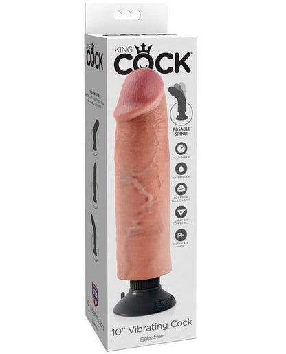 King Cock 10" Vibrating Cock - Flesh - SEXYEONE