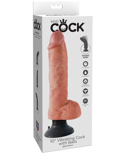 "King Cock 10"" Vibrating Cock W/balls" - SEXYEONE
