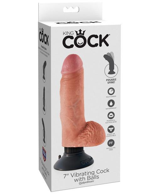 product image, King Cock 7" Vibrating Cock W-balls - Flesh - SEXYEONE