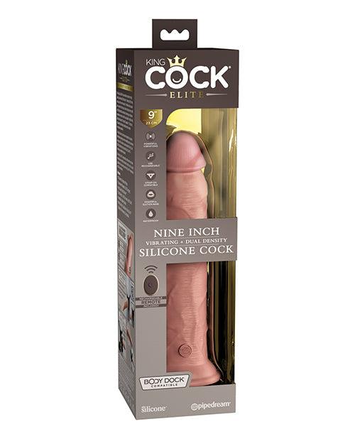 King Cock Elite 9" Dual Density Vibrating Silicone Cock W/remote - SEXYEONE