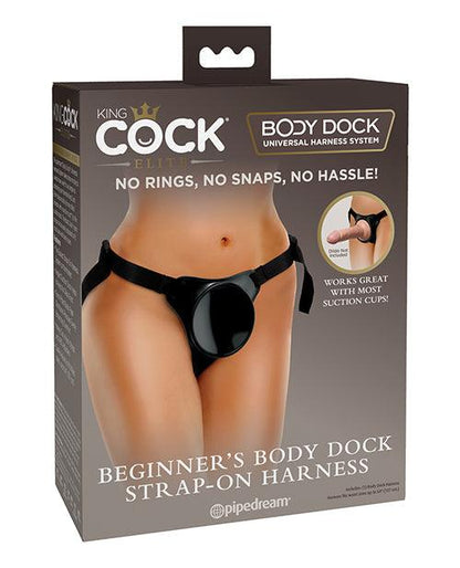 King Cock Elite Beginner's Body Dock Strap On Harness - Black - SEXYEONE