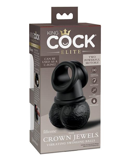 product image,King Cock Elite The Crown Jewels Vibrating Swinging Balls - Black - SEXYEONE
