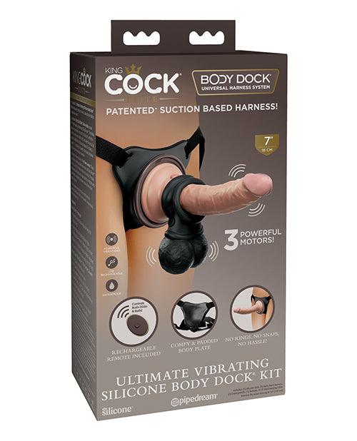 King Cock Elite Ultimate Vibrating Silicone Body Dock Kit W-remote - SEXYEONE