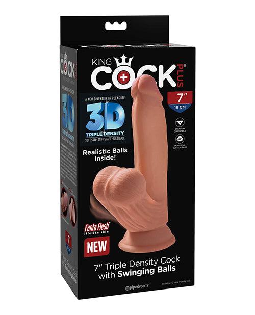 product image, King Cock Plus 7" Triple Density Cock W-swinging Balls - Tan - SEXYEONE