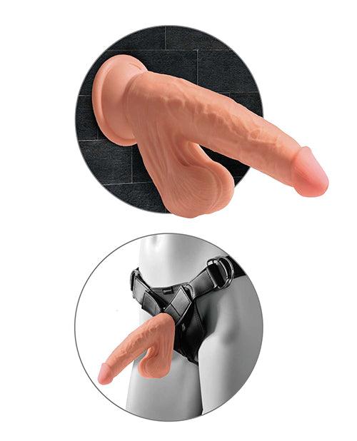 image of product,King Cock Plus 7" Triple Density Cock W-swinging Balls - Tan - SEXYEONE