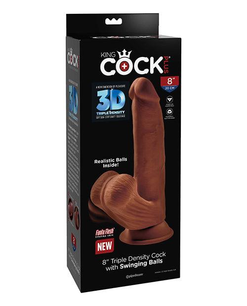 product image, King Cock Plus 8" Triple Density Cock W-swinging Balls - Brown - SEXYEONE
