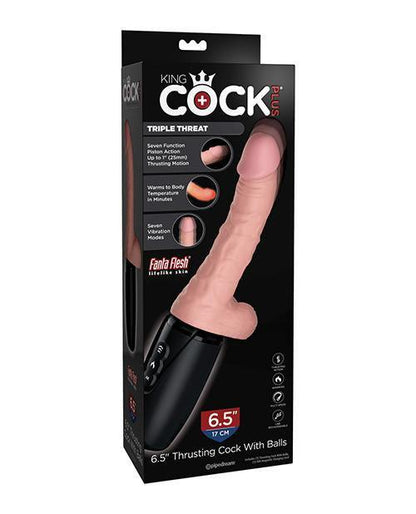 King Cock Plus Thrusting, Warming & Vibrating  6.5" Triple Threat Dong - SEXYEONE 
