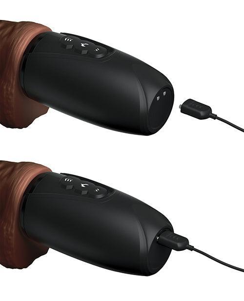 image of product,King Cock Plus Thrusting, Warming & Vibrating  7.5" Triple Threat Dong - Brown - SEXYEONE