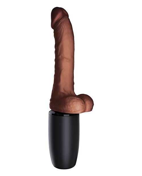 image of product,King Cock Plus Thrusting, Warming & Vibrating  7.5" Triple Threat Dong - Brown - SEXYEONE