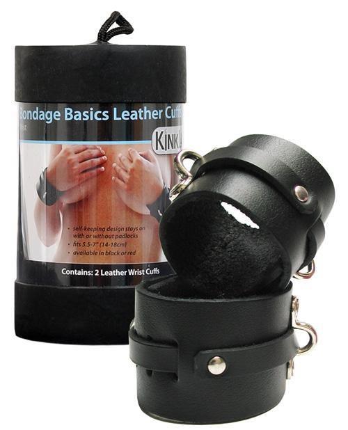 product image, Kinklab Leather Wrist Cuffs - Black - SEXYEONE