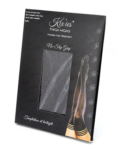 product image,Kix'ies Kaylee Grey Shimmer Thigh High Grey B - SEXYEONE 