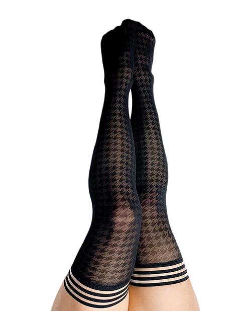 product image, Kix'ies Meaghan Houndstooth Thigh High Black D - SEXYEONE