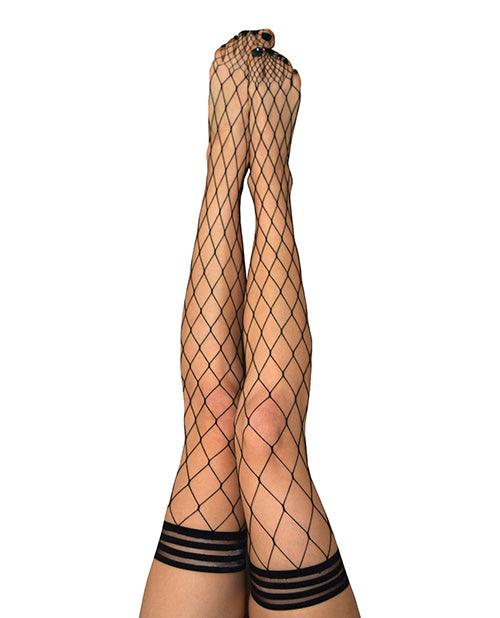 product image, Kix'ies Michelle Large Fishnet Thigh High Black A - SEXYEONE