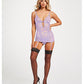 Lace & Mesh Triangle Cup Chemise W/garters & Thong - SEXYEONE