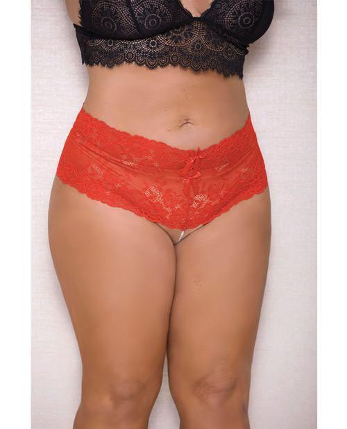 image of product,Lace & Pearl Boyshort W/satin Bow Accents - SEXYEONE 