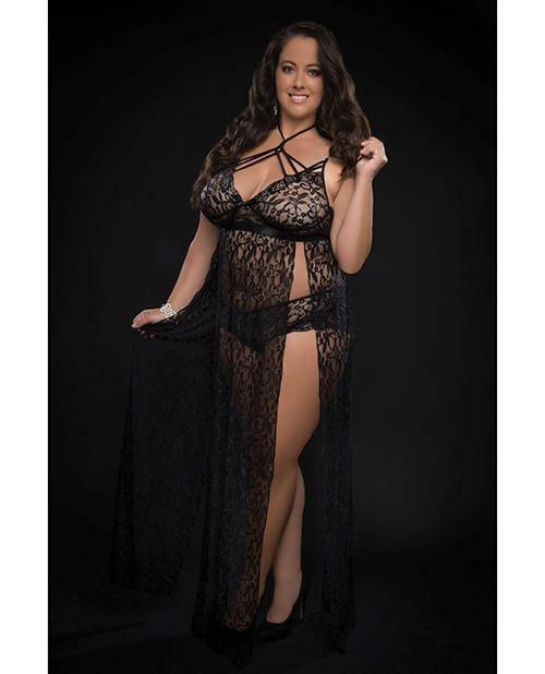 image of product,Lace Night Gown W/lace Pany Qn - SEXYEONE 