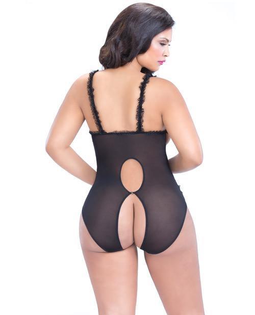 image of product,Lace Open Cup & Crotchless Teddy - SEXYEONE 