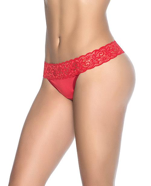 Lace Trim Thong Red - SEXYEONE