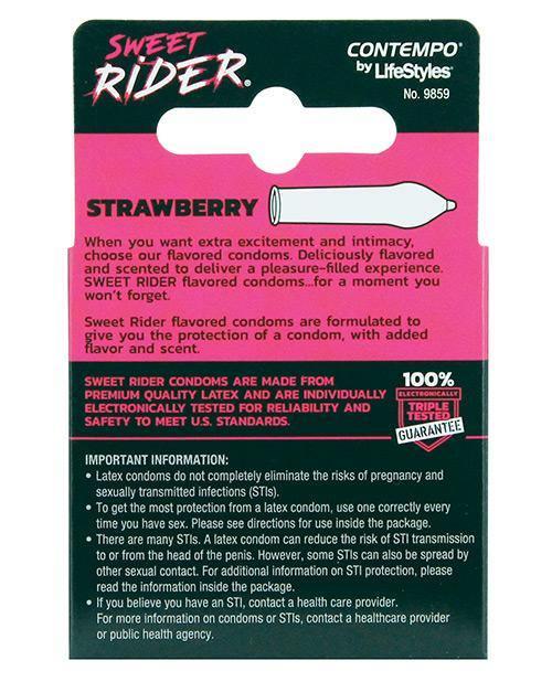 image of product,Lifestyles Sweet Rider Condoms - Strawberry Pack Of 3 - SEXYEONE 