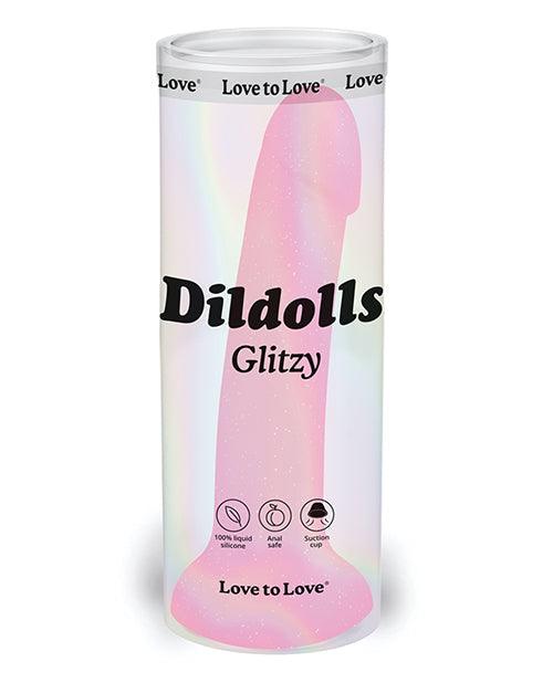 product image, Love To Love Curved Suction Cup Dildolls Glitzy - Glitter Pink - SEXYEONE