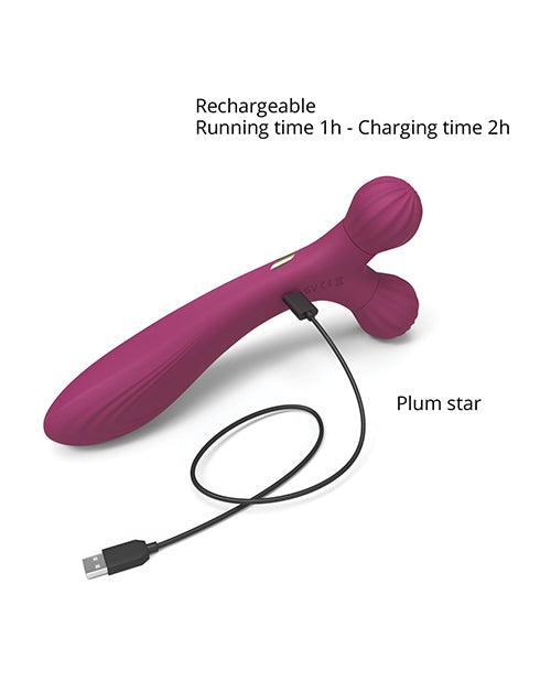 image of product,Love To Love Fireball Forked Vibrator - Plum Star - SEXYEONE