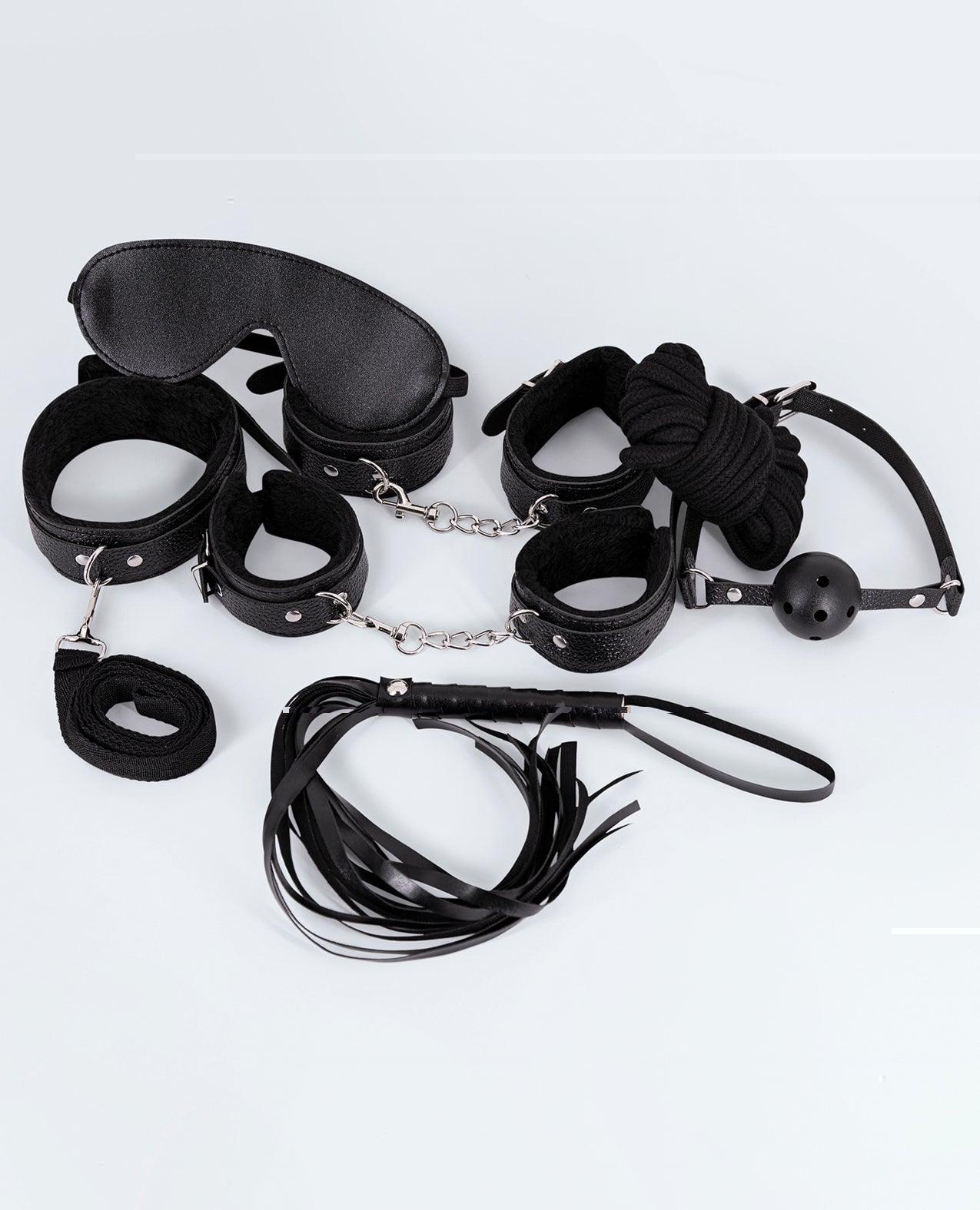 product image, Lust Pu Leather 7 Pack Lite Bondage Set - Black - SEXYEONE