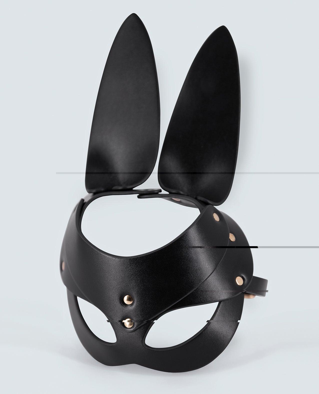Lust Pu Leather Bunny Mask - Black - SEXYEONE