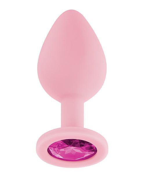 product image,Luv Inc. Jeweled Silicone Butt Plug W/three Stones - SEXYEONE