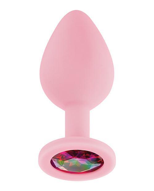 image of product,Luv Inc. Jeweled Silicone Butt Plug W/three Stones - SEXYEONE
