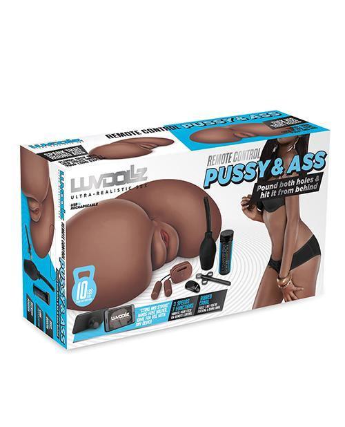 product image, Luvdolz Remote Control Rechargeable Pussy & Ass W-douche - Mocha - SEXYEONE 