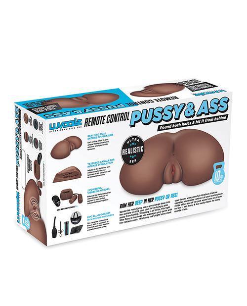 image of product,Luvdolz Remote Control Rechargeable Pussy & Ass W-douche - Mocha - SEXYEONE 