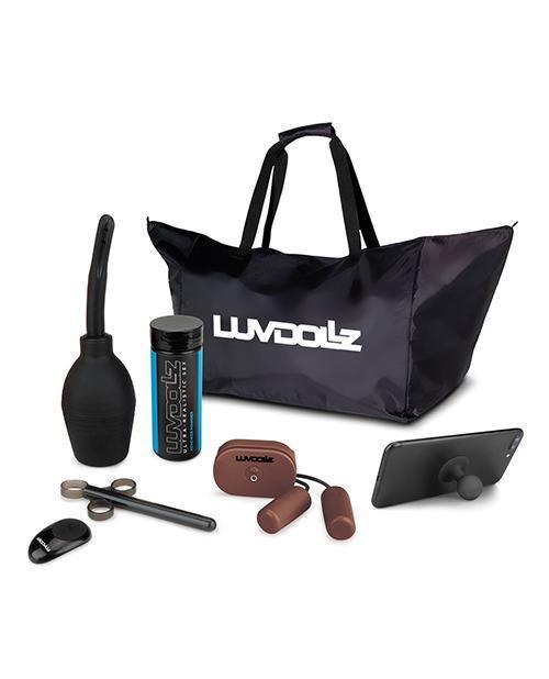 image of product,Luvdolz Remote Control Rechargeable Pussy & Ass W-douche - Mocha - SEXYEONE 