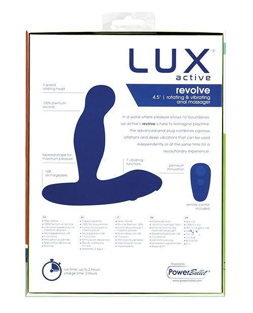 product image,Lux Active Revolve 4.5" Rotating & Vibrating Anal Massager - Dark Blue - SEXYEONE 