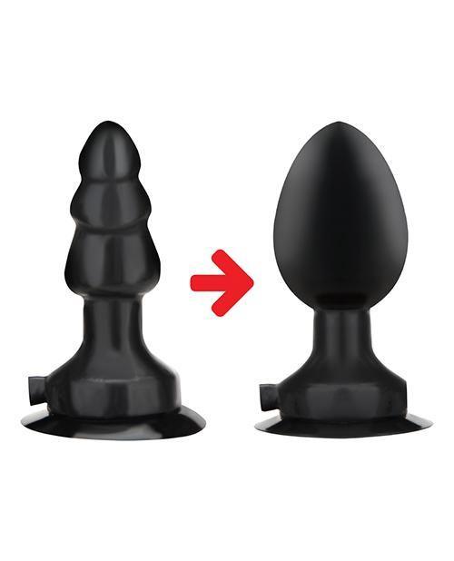 image of product,Lux Fetish 4" Inflatable Vibrating Butt Plug W-suction Base - Black - SEXYEONE 