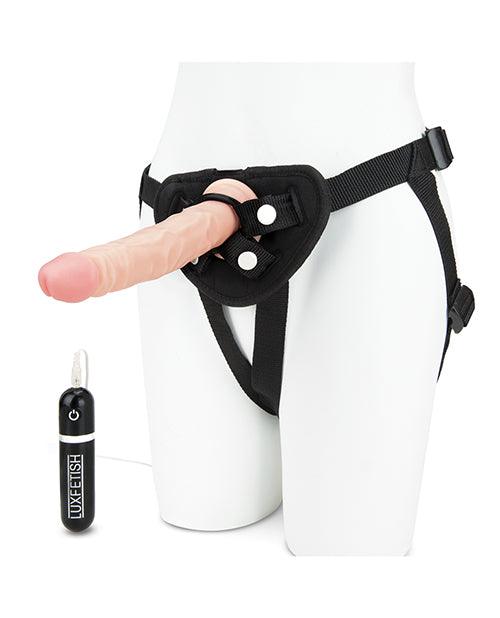 image of product,Lux Fetish 6.5" Realistic Vibrating Dildo W-strap On Harness Set - SEXYEONE