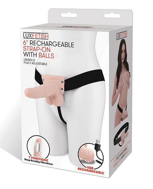 image of product,Lux Fetish 6" Rechargeable Strap On W/balls - SEXYEONE