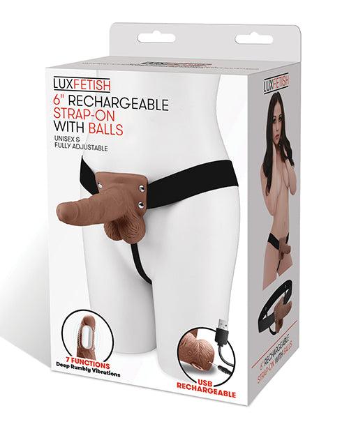 image of product,Lux Fetish 6" Rechargeable Strap On W/balls - SEXYEONE