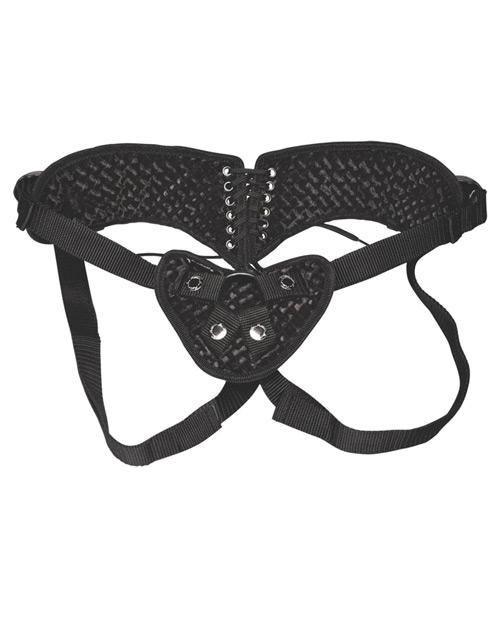 image of product,Lux Fetish Diamond Velvet Strap-on Corset - Black - SEXYEONE 