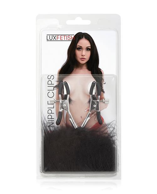 product image, Lux Fetish Feather Nipple Clips - Black - SEXYEONE 