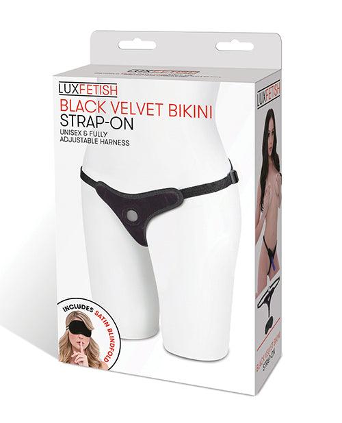 product image, Lux Fetish Velvet Bikini Strap On - Black - SEXYEONE